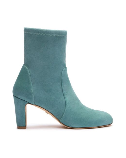 Stuart Weitzman Blue Mühelose polierte sockenstiefelette