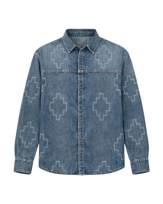 Marcelo Burlon Blue Denim Shirts for men