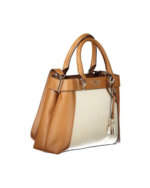 Guess Natural Braune Baumwoll Damenhandtasche
