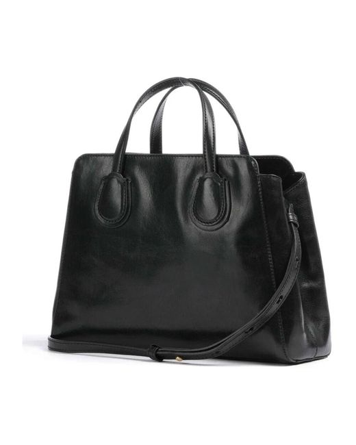 The Bridge Black Leder Schultertasche Mit Doppeltem Fach