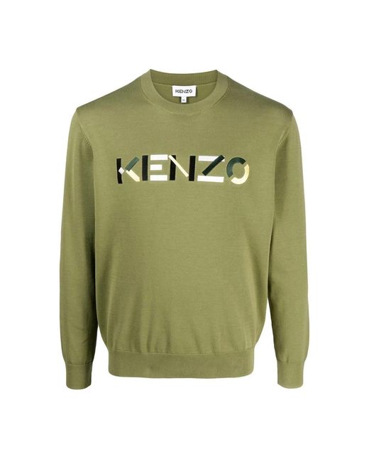 KENZO Green Round-Neck Knitwear for men