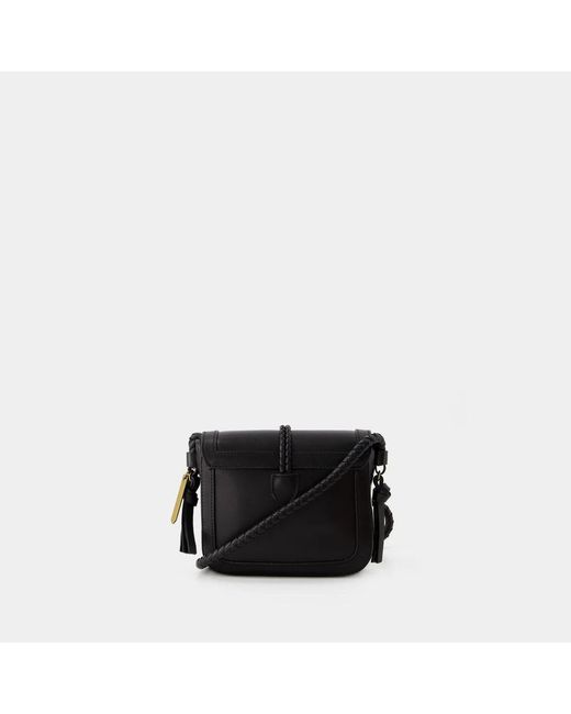 Isabel Marant Black Schwarze leder crossbody tasche - vigo flap gz