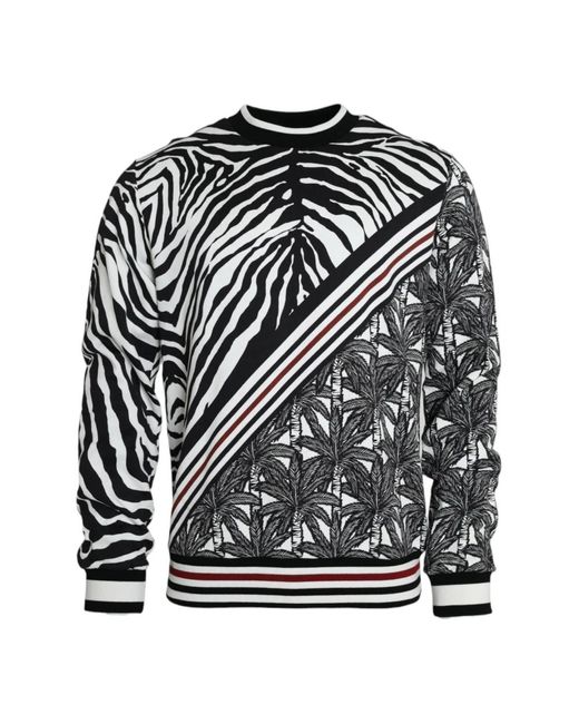 Dolce & Gabbana Zebra baum muster crew neck sweater in Black für Herren