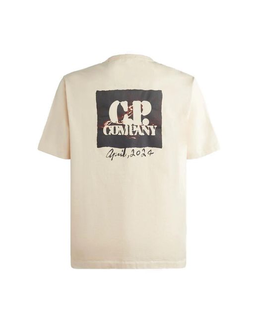 C P Company Grafisches print t-shirt aus baumwolle in Natural für Herren