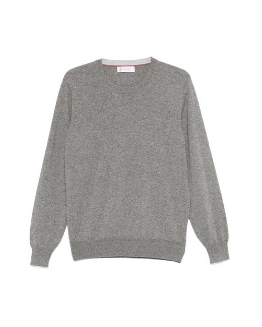 Brunello Cucinelli Gray Round-Neck Knitwear for men