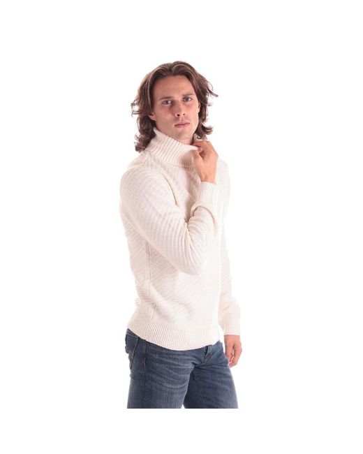 Armani Exchange Gerippter strickpullover mit hohem kragen in White für Herren