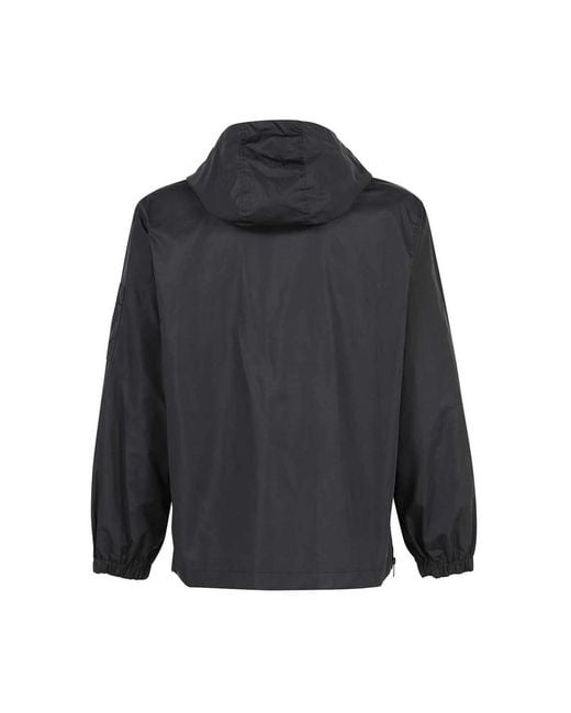 Lanvin Jassen ,Zwart ,Logo Hooded Windbreaker Jacket in het Blue voor heren