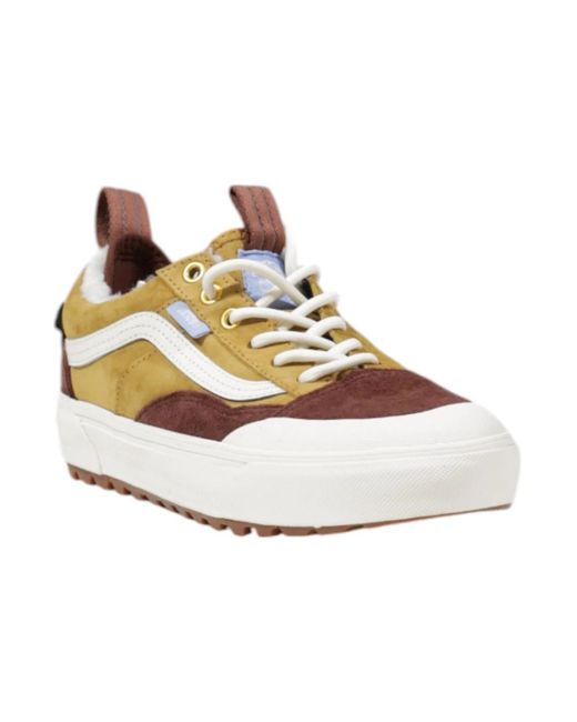 Vans Metallic Beige Leather Athletic Sneakers
