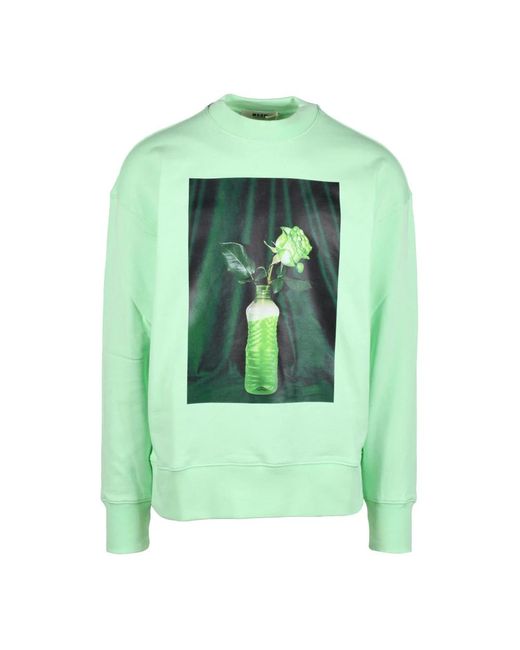 Felpa di cotone di MSGM in Green da Uomo