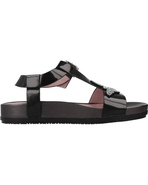 Stonefly Stijlvolle Platte Sandalen Met Spiegeldetail in het Black
