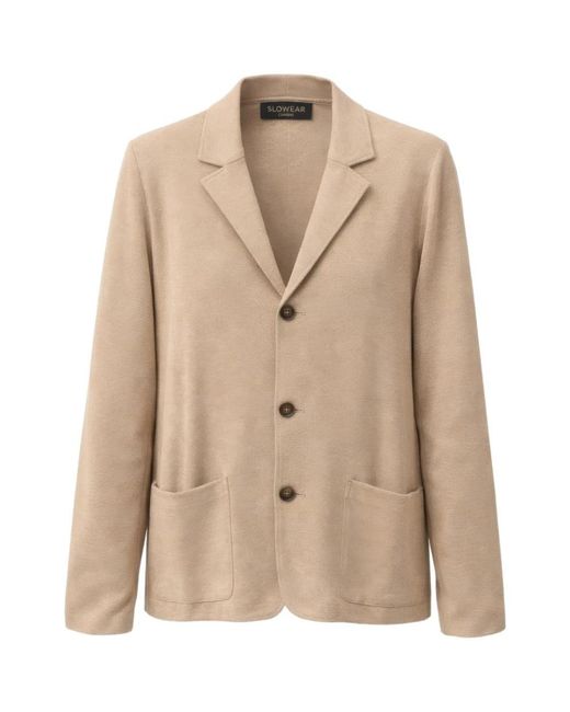 Zanone Crepe Cotton Knit Jacket in het Natural voor heren