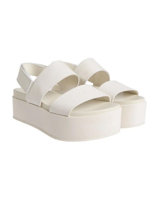 Calvin Klein White Flat Sandals