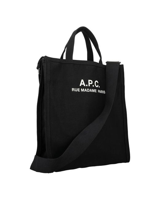 A.P.C. Schwarze handtasche mit zwei griffen und verstellbarem schulterriemen in Black für Herren