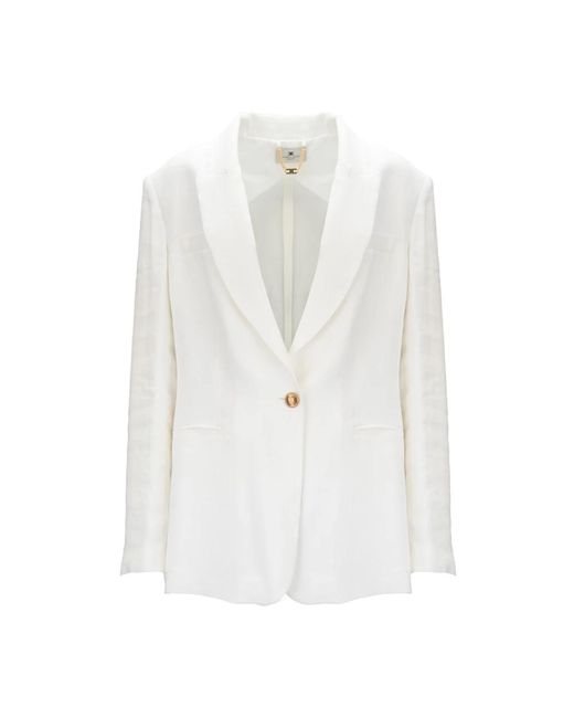 Elisabetta Franchi White Blazer Mit Goldknopf