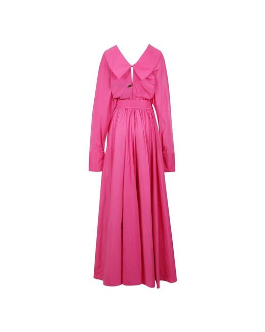 Rhea Costa Pink Elegantes V-Ausschnitt Langes Kleid