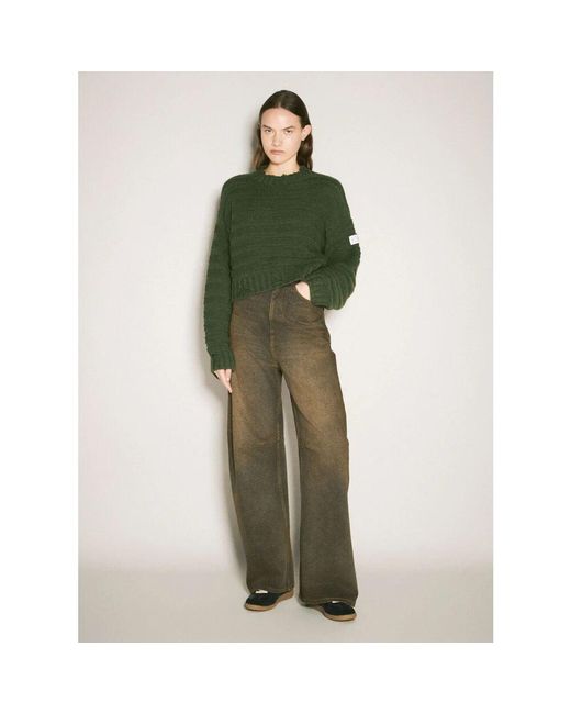 MM6 by Maison Martin Margiela Green Cropped crewneck pullover