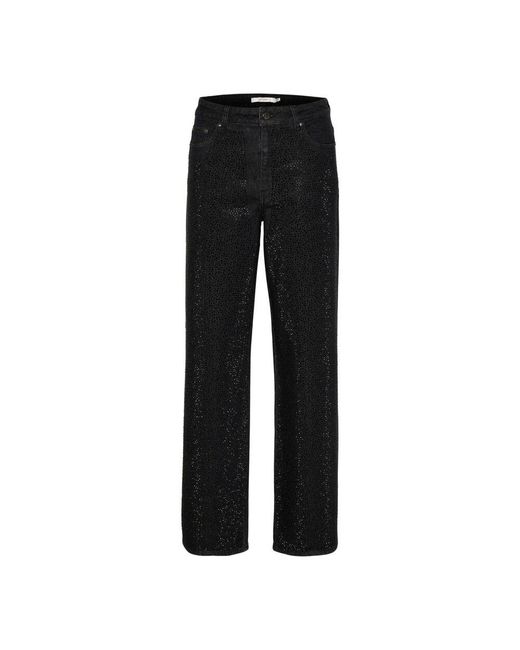 Gestuz Black Weite bein jeans dunkle schwarze waschung