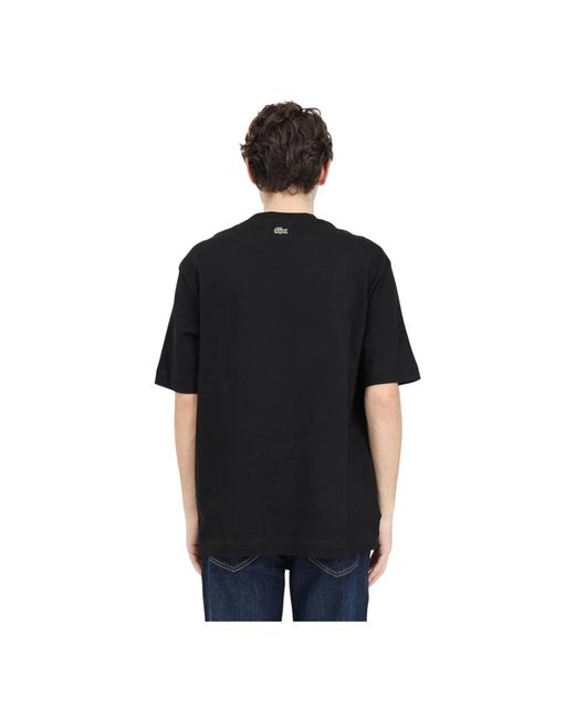 Lacoste T-shirt lose fit großes krokodil uomo schwarz in Black für Herren