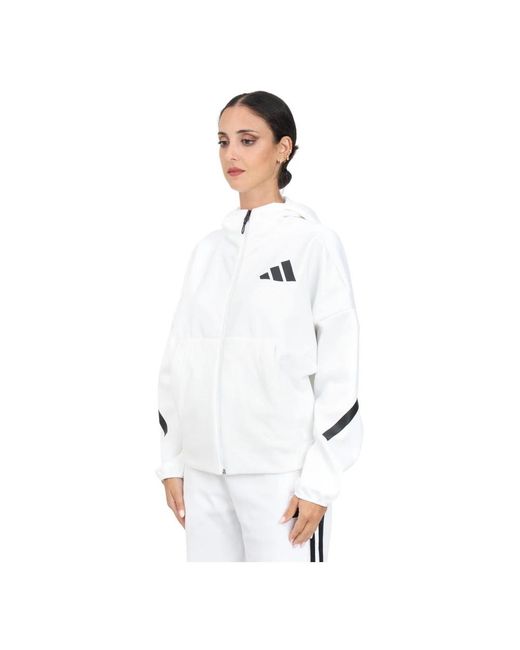 Adidas Fitness ,Wit ,Zip-Through Hoodie in het White