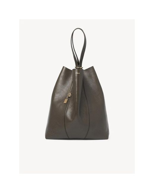 Chloé Brown Large Spin Tote Bag