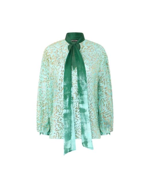 Roberto Cavalli Overhemden ,Groen ,Stralende Dierenprint Zijden Blouse in het Green