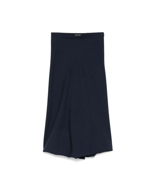 Balenciaga Blue Gestreifter Midirock Mit Seitlichem Reißverschluss