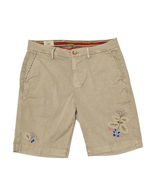Bob Korte Broeken ,Katoen Geborduurde Slim Fit Shorts in het Natural voor heren