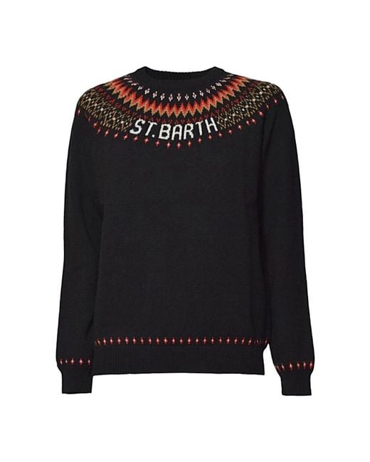 Mc2 Saint Barth Black Round-Neck Knitwear