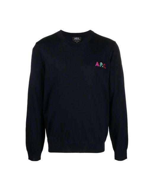 A.P.C. Blue Round-Neck Knitwear for men