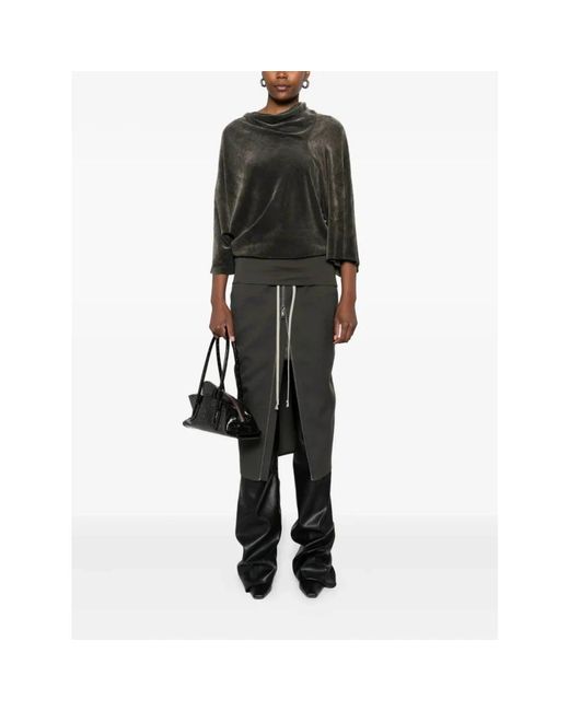 Rick Owens Groene Wol Pillar Rok Italië Gemaakt in het Green