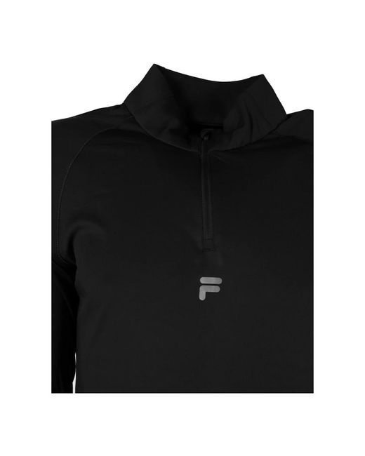 Fila Tops ,Zwart ,Polyester Aansluitend Polo Shirt Met Rits En Verstelbare Koordjes in het Black voor heren