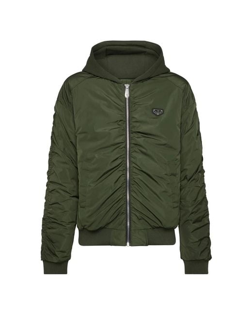 Philipp Plein Jassen ,Groen ,Nylon Padded Nylon Jacket in het Green voor heren