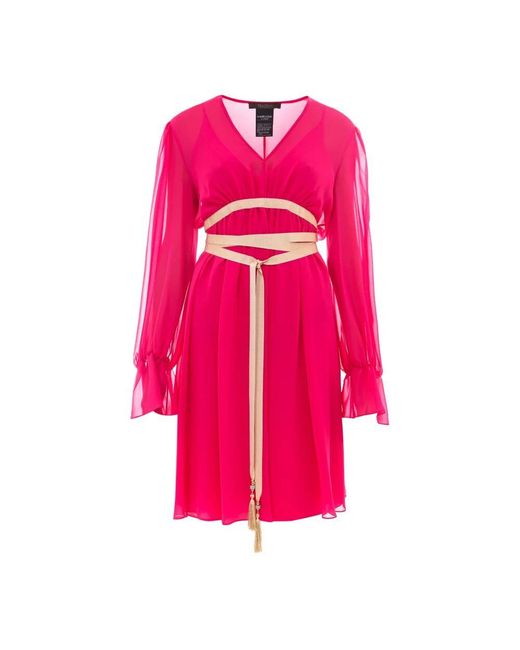 Max Mara Pink Rosa Seidenkleid Mit Langen Ärmeln