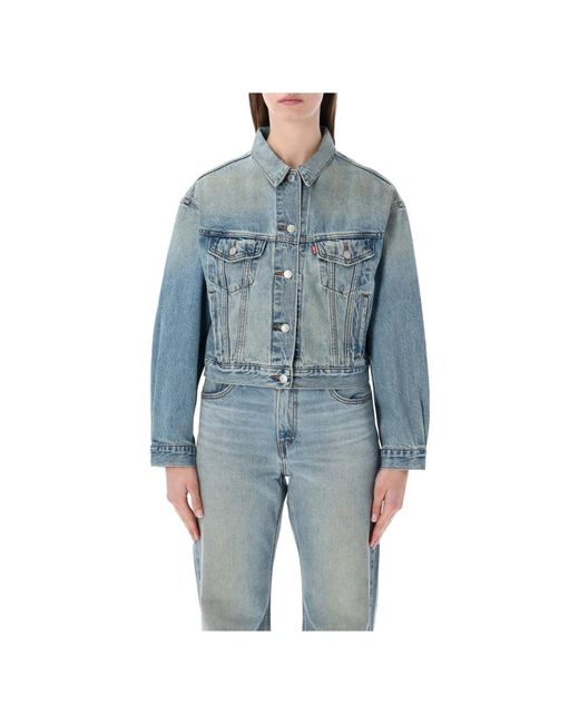 Levi's Jassen ,Blauw ,Denim Shrunken 90S Trucker in het Blue