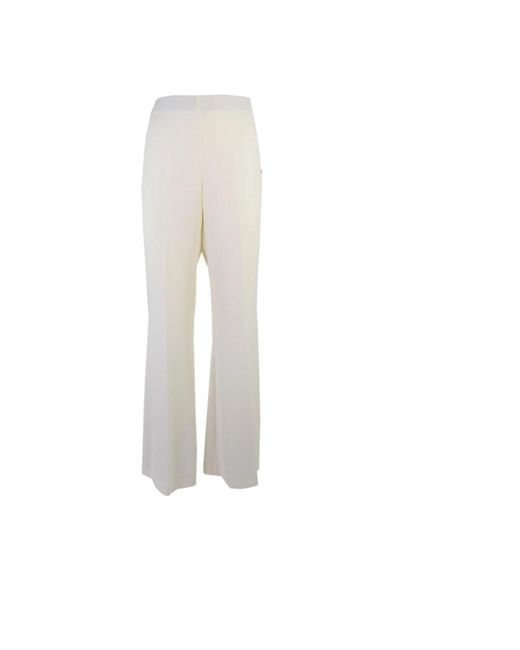Pantaloni palazzo in crema con zip laterale di Ottod'Ame in White