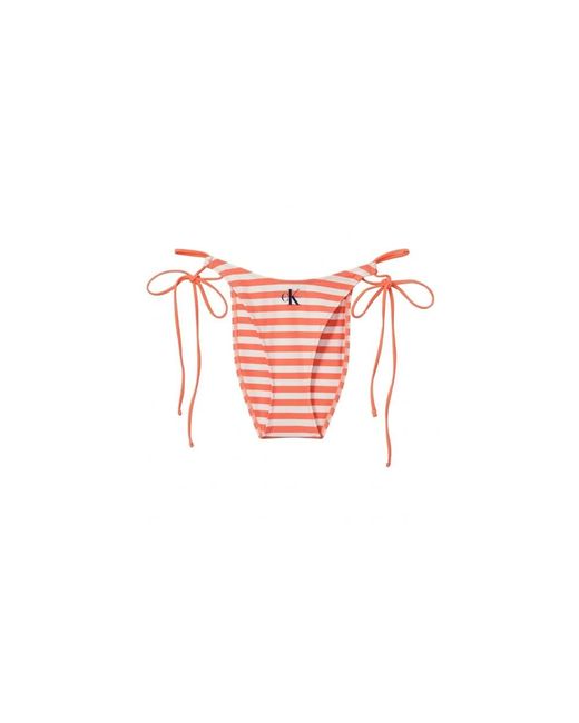 Calvin Klein Graphic Monogram Zwembroek Bikini Bottom Met Strikjes Aan De Zijkant in het Pink