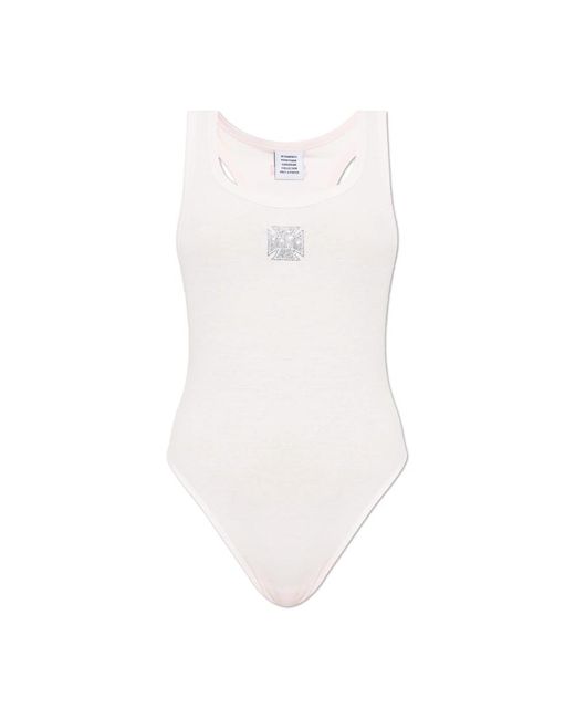 Vetements Tops ,Roze ,Katoen Logo Bodysuit in het White