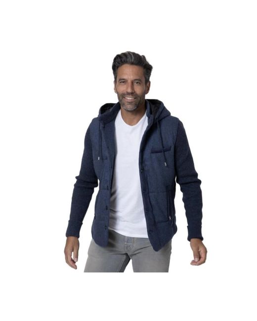 Gran Sasso Jassen ,Blauw ,Wol Blauwe Hooded Wollen Jas in het Blue voor heren