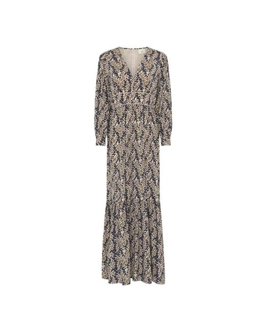 Heartmade Gray Blumenmuster Langarmkleid