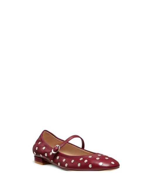 Stuart Weitzman Red Metallic Studded Ballet Flats