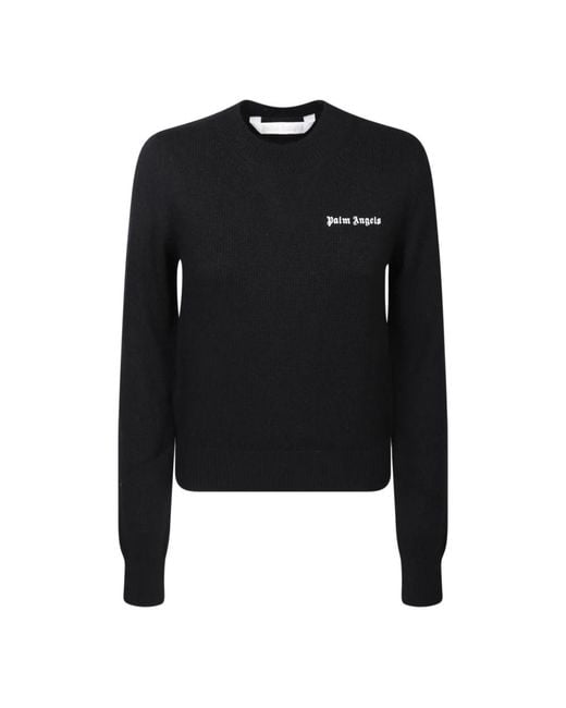 Palm Angels Black Round-Neck Knitwear
