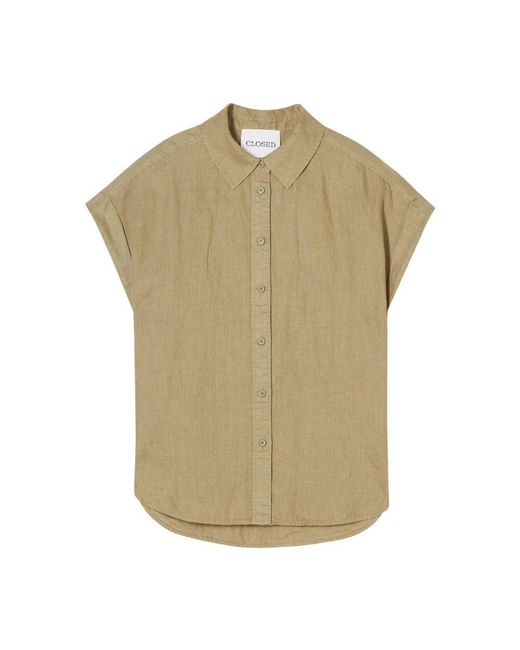 Closed Natural Grünes Button-Up Hemd