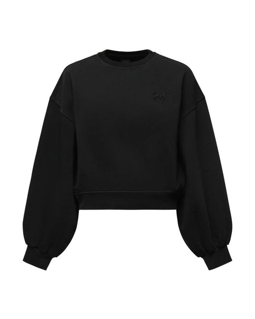 Pinko Black Schwarzer Baumwollpullover, Lockerer Schnitt, Lange Ärmel