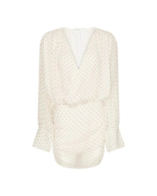 ROTATE BIRGER CHRISTENSEN White Chiffonkleid Mit Polka Dots