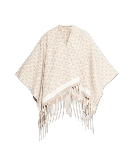 Ferragamo Poncho Met Monogram in het Natural