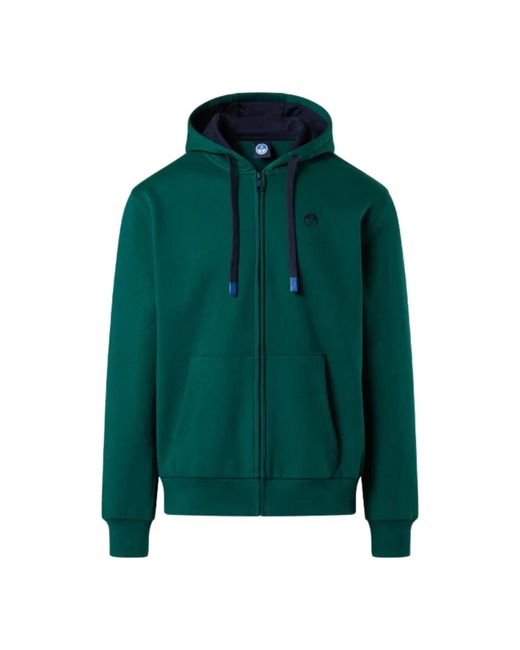 North Sails Hoodies & Sweatvesten ,Groen ,Katoen Full Zip Hoodie in het Green voor heren