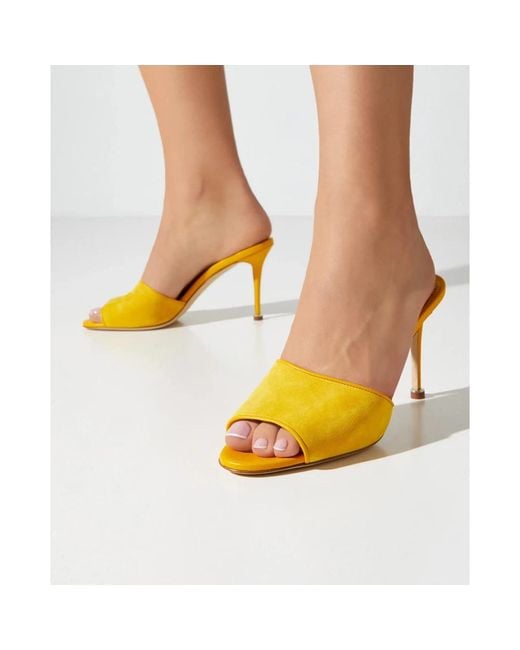 Manolo Blahnik Yellow Heeled Mules