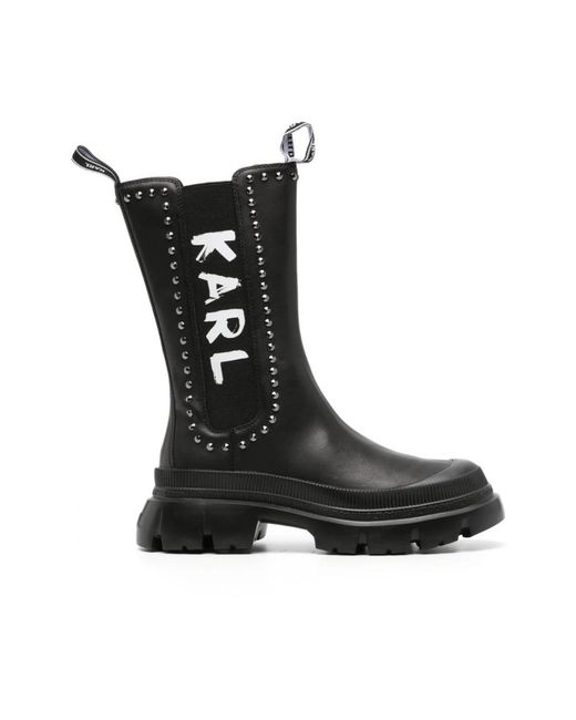 Karl Lagerfeld Black Chunky Logo-print Chelsea Boots