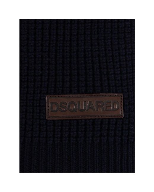 DSquared² Woll Logo Patch Strickschal in Black für Herren