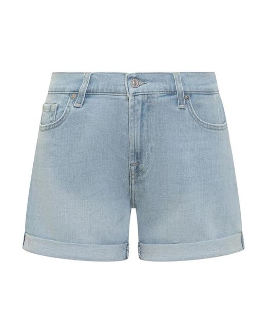 7 For All Mankind Blue Denim Shorts